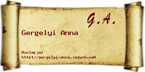 Gergelyi Anna névjegykártya